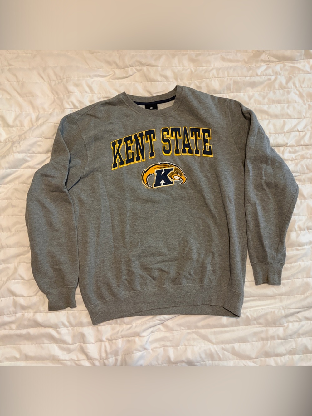 Colosseum Gray Kent State Crewneck with Logo